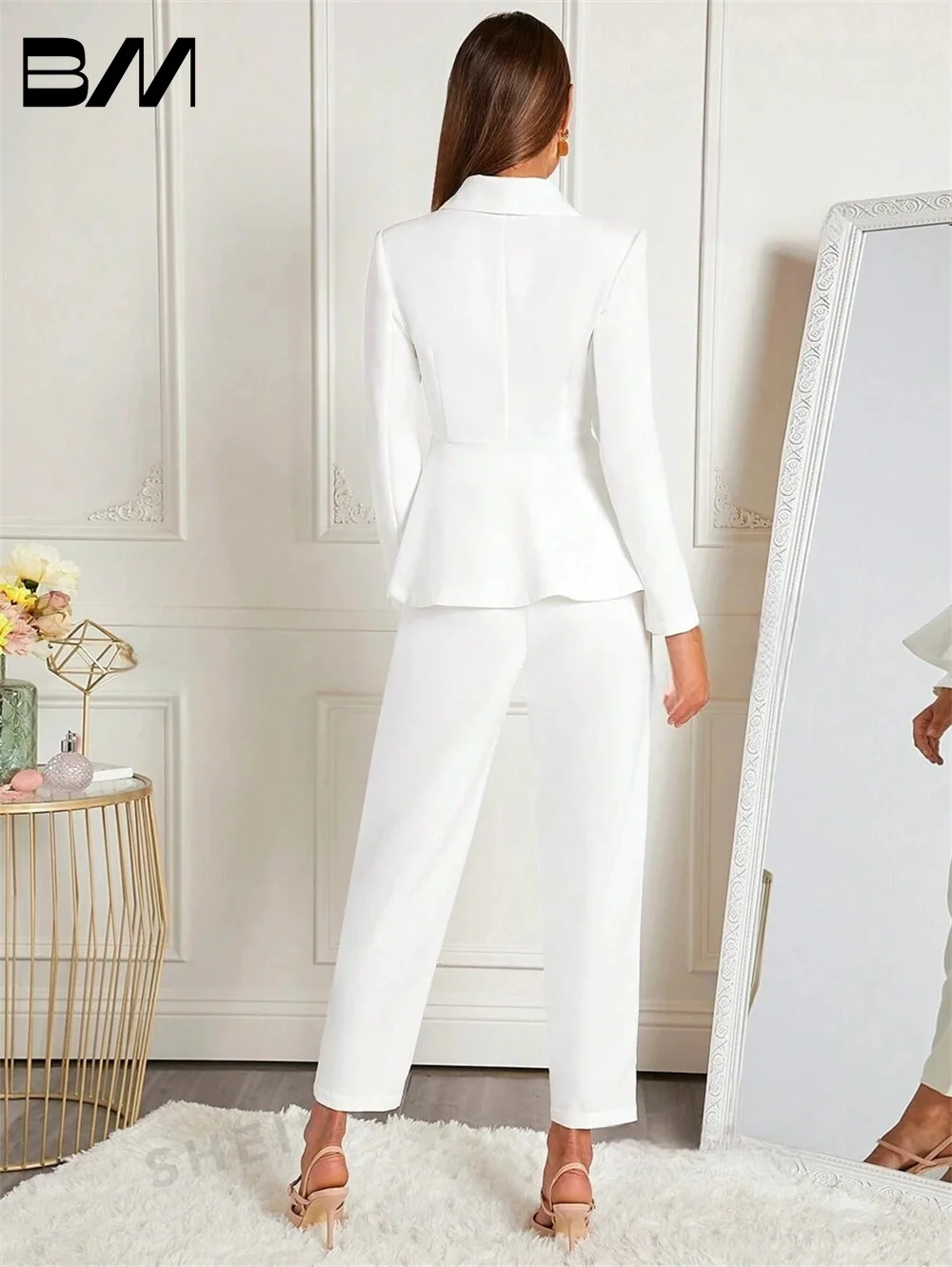 Charming White Women's Suits includes Jacket Pants, Classic Solid Color Suit Formal Suit Dress, Wedding Dress, Spring, Summer,