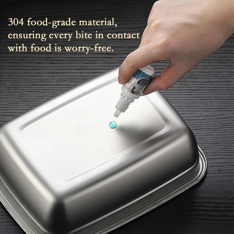 304 Stainless Steel Lunch Box Set with Silicone Transparent Lids Stackable Food Storage Containers for Kitchen School Office view 6
