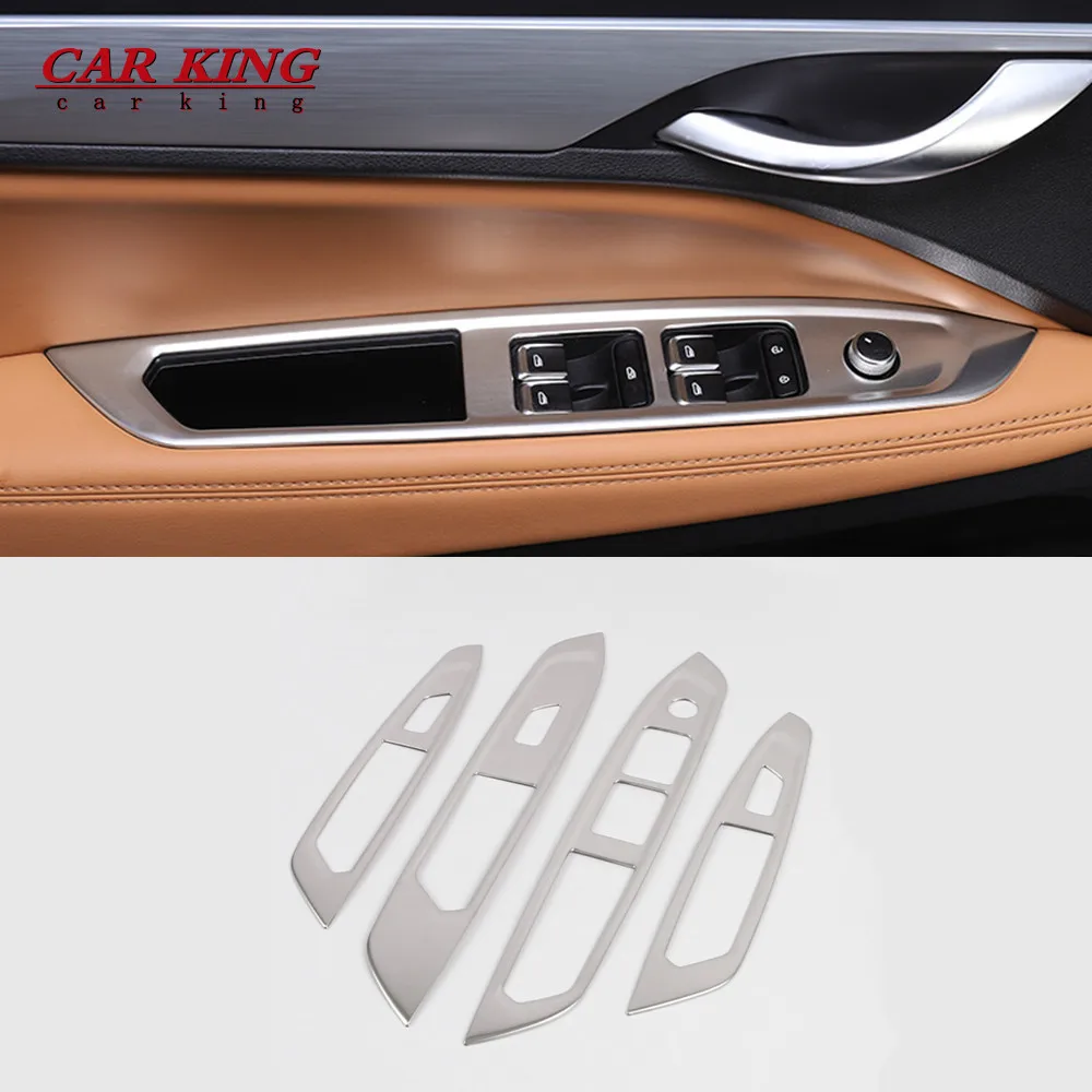 

Stainless steel Car Door Window Button Cover Trim Glass Lifting Switch Panel Sticker For Geely Tugella Xingyue FY11 Accessories