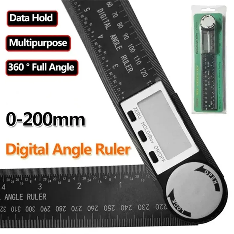 200mm Digital Angle Meter 360 ° Digital Angle Square Ruler Electronic Goniometer Protractor Angle Finder Gauge Measuring Tool