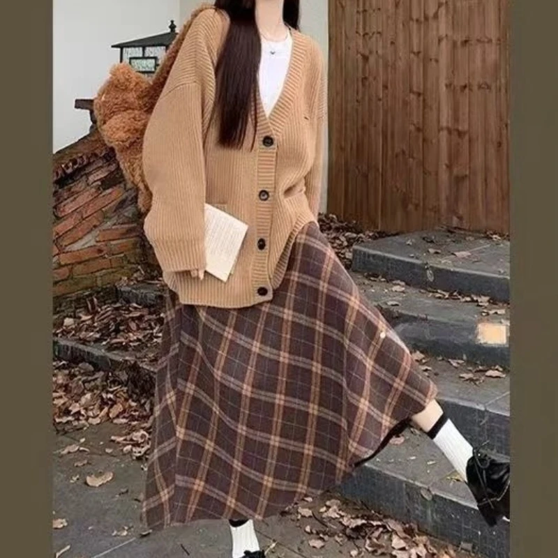 

Korean Women's Faion Set Spring Autumn Whole Set Skirt Gentle Rich Girl High-End Feeling Two-Piece Suit E12120