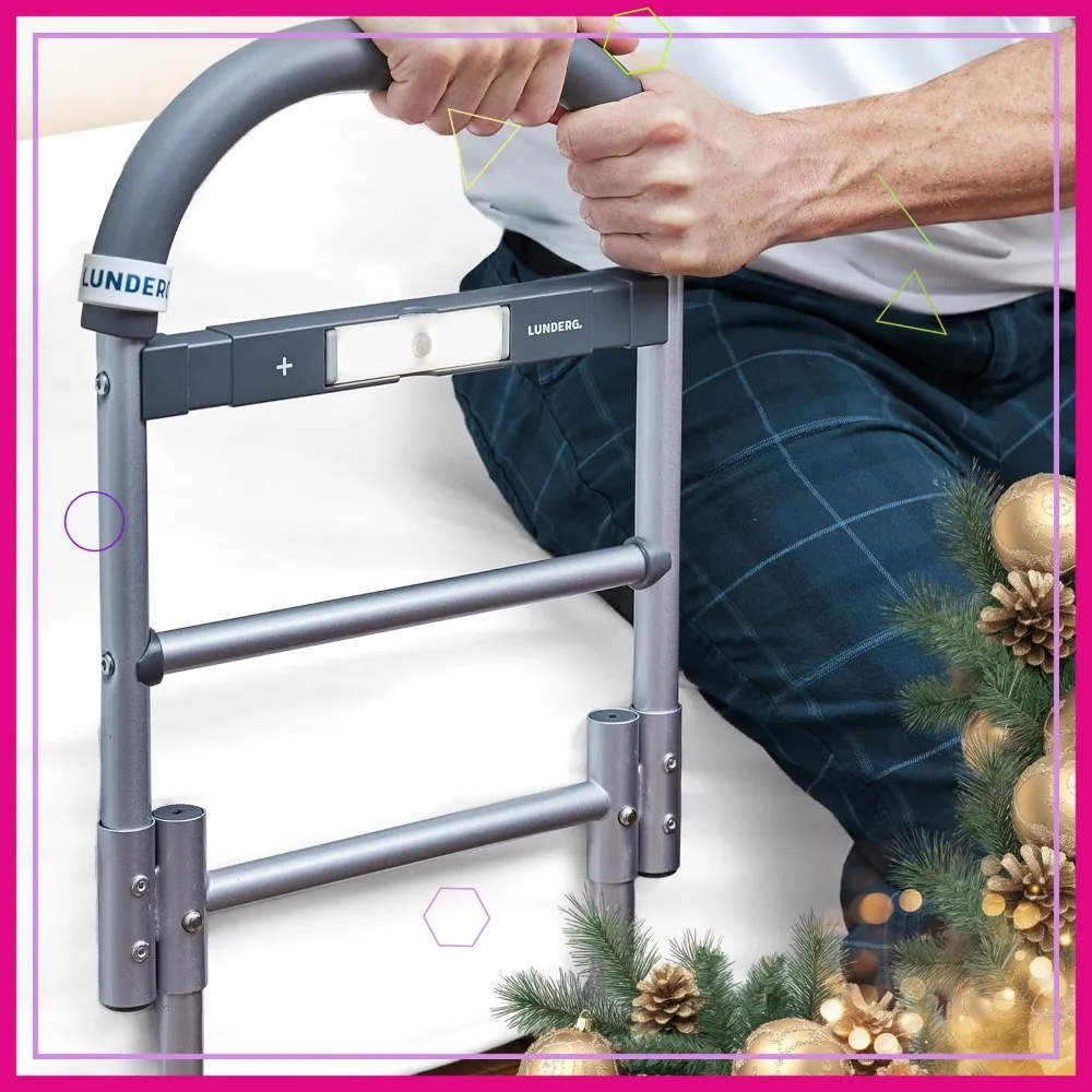 高齢者向けモーションセンサー付きベッドレール - 簡単設置、滑り止めグリップ、自立と安全をサポート