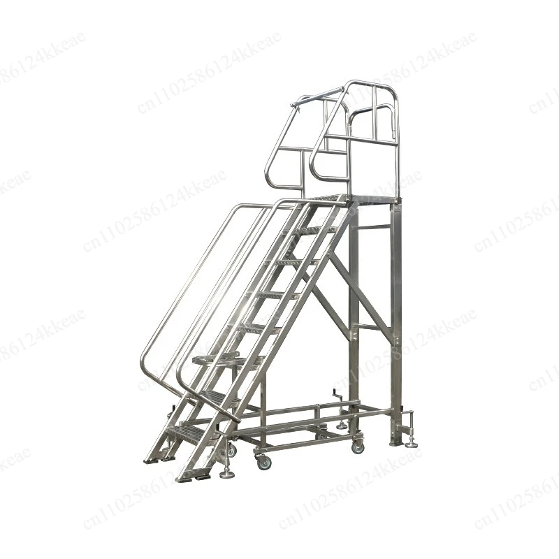 Stainless steel climbing ladder top handrail folding ladder movable engineering maintenance anti-slip platform ladder