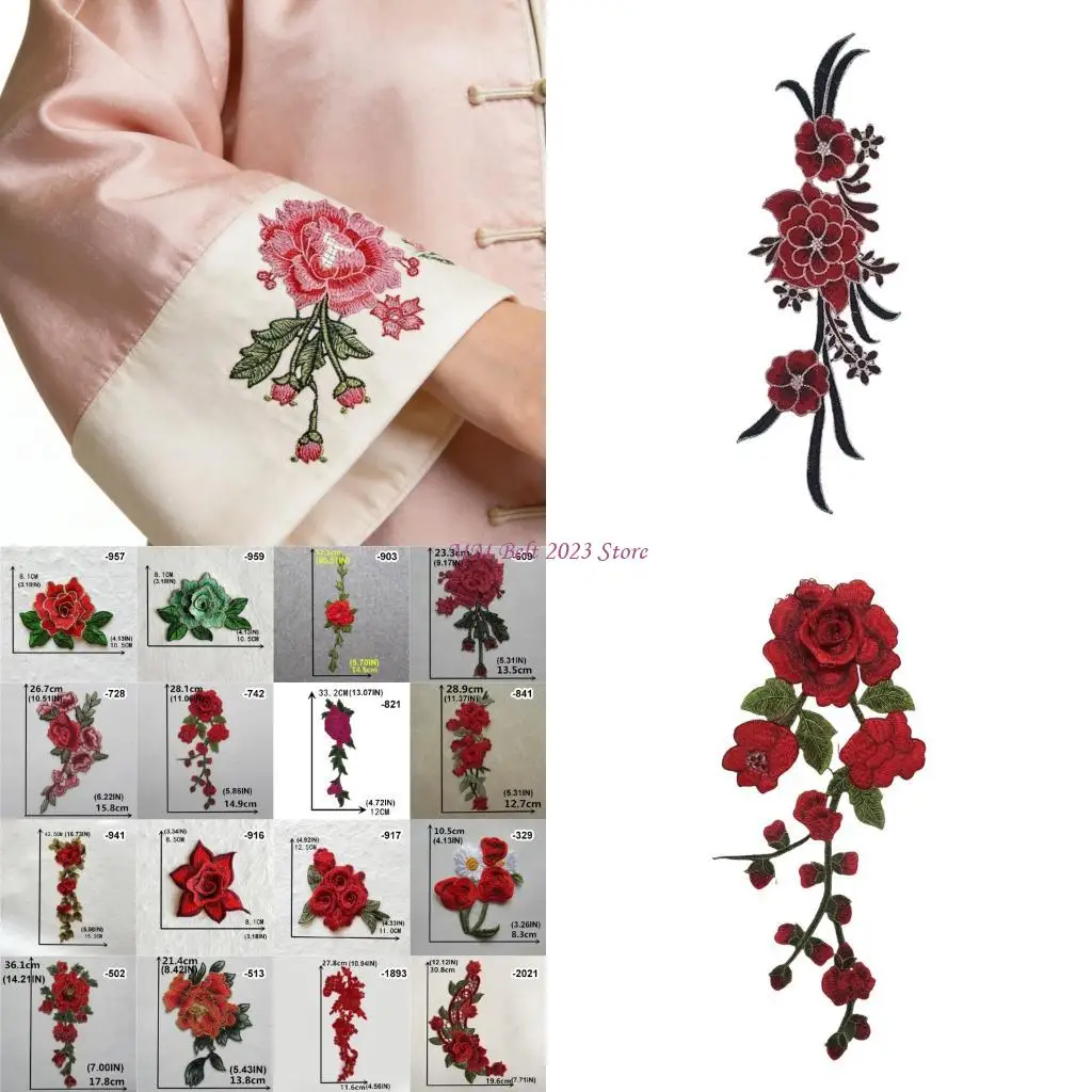 

49ME 3D Flower Lace Fabric Embroidery Applique Sewing Dresses Lace and Trimmings Lace Collar Needlework Craft Accessories