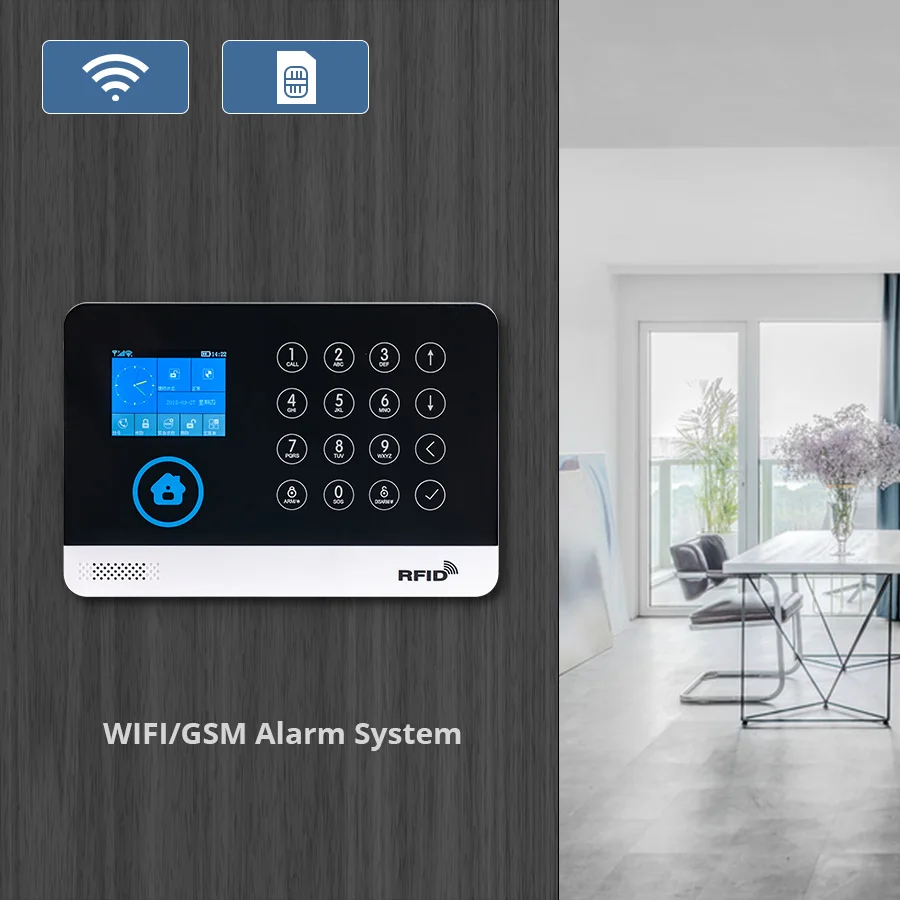 WG-11 Home Security Alarm System WIFI/GSM Connection Mobile Wireless Burglar Alarm Kit with Motion Sensor Siren