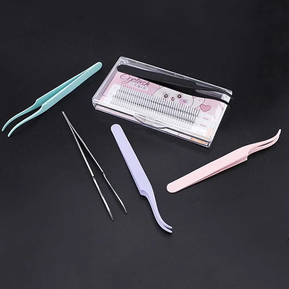 Pinça de extensão de cílios de aço inoxidável pinça curvada aplicador de cílios 3d clipe preciso diy ferramenta de maquiagem ultra fina