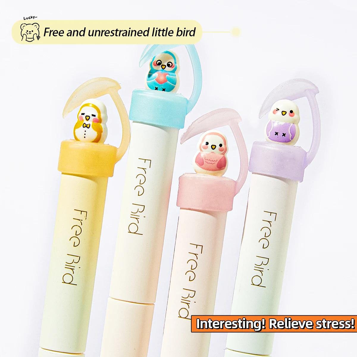 4/8PCS Cute Rotating Bird Gel Pens, 0.5mm Black Ink, Smooth & Quick-Dry, Fun Stress Relief Pens for School & Office Gifts