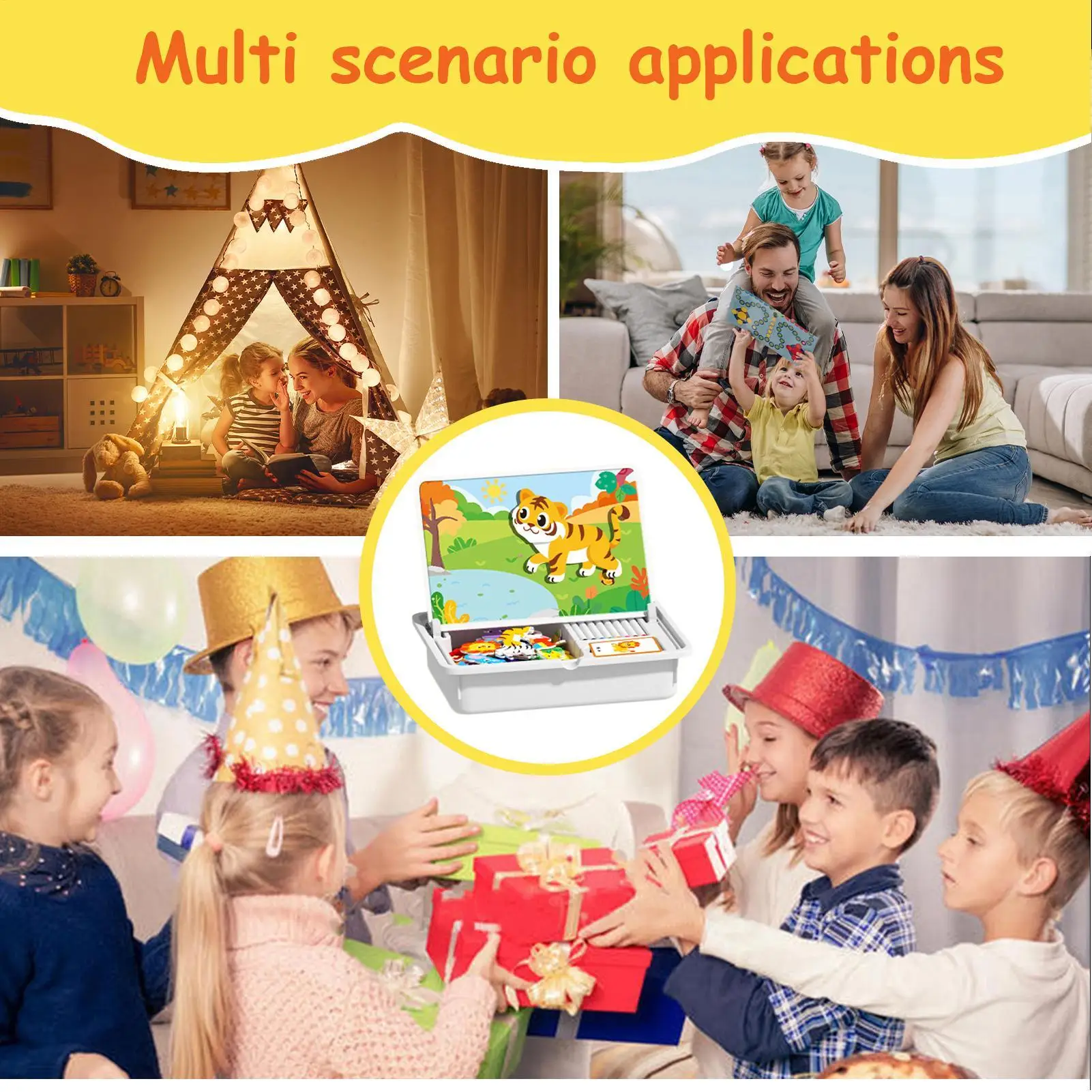 Jogo de quebra-cabeça magnético pré-escolar quebra-cabeça educacional dupla face rosto magnético vestir-se brinquedo correspondente para jogo de viagem para o natal