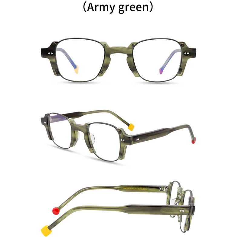 Belight Optical Prescription Colorful Candy Color Vintage Retro Square Shape Eyeglasses Spectacle Frame Eyewear 9625