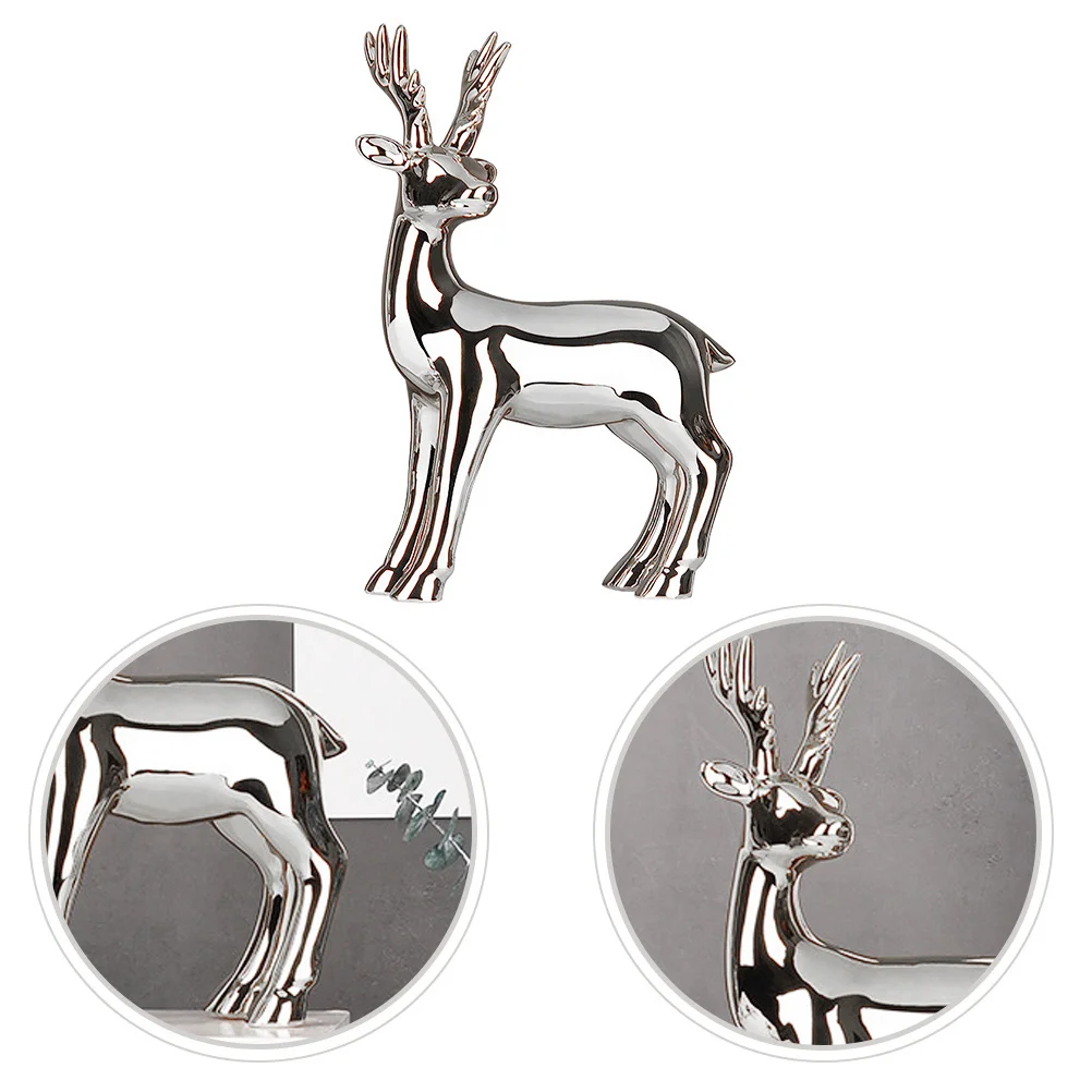 

Christmas Decor Small Deer Figurine Standing Decoration Decorations for Home Silver Novelty Figurines