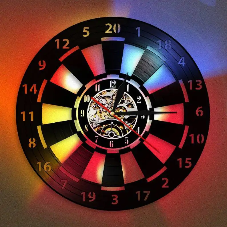 

The PDC World Darts Tournament Wall Clock, Vinyl Record, Creative, Retro, 16 Colors, LED Clocks, Home, Living, Bed, Room Decor