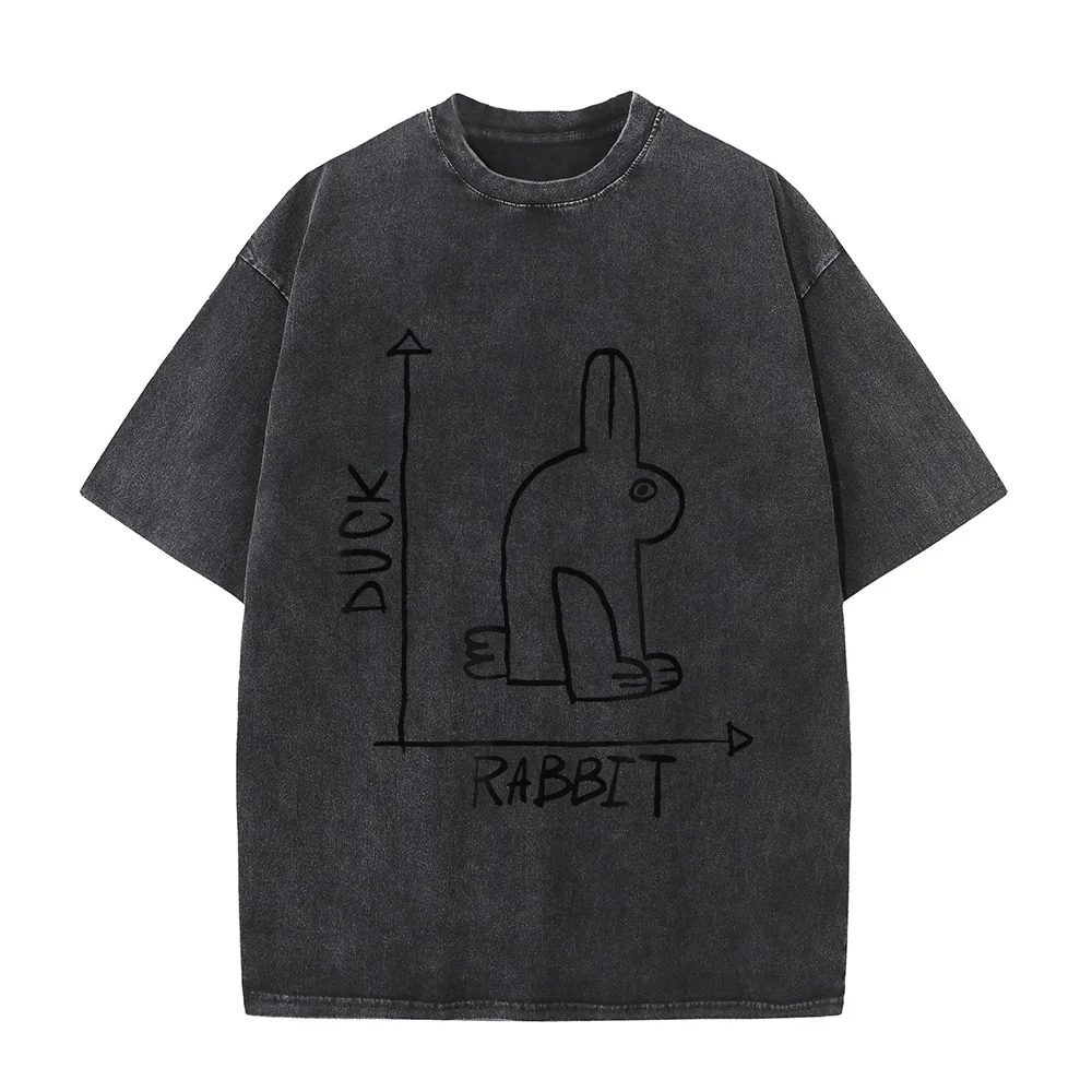 Funny Science Nerd Duck Rabbit Physics Math Geek Gift Short Sleeve T-Shirt 반팔 Ropa Slim Fit Tee Shirt Men Casual Cotton Humor
