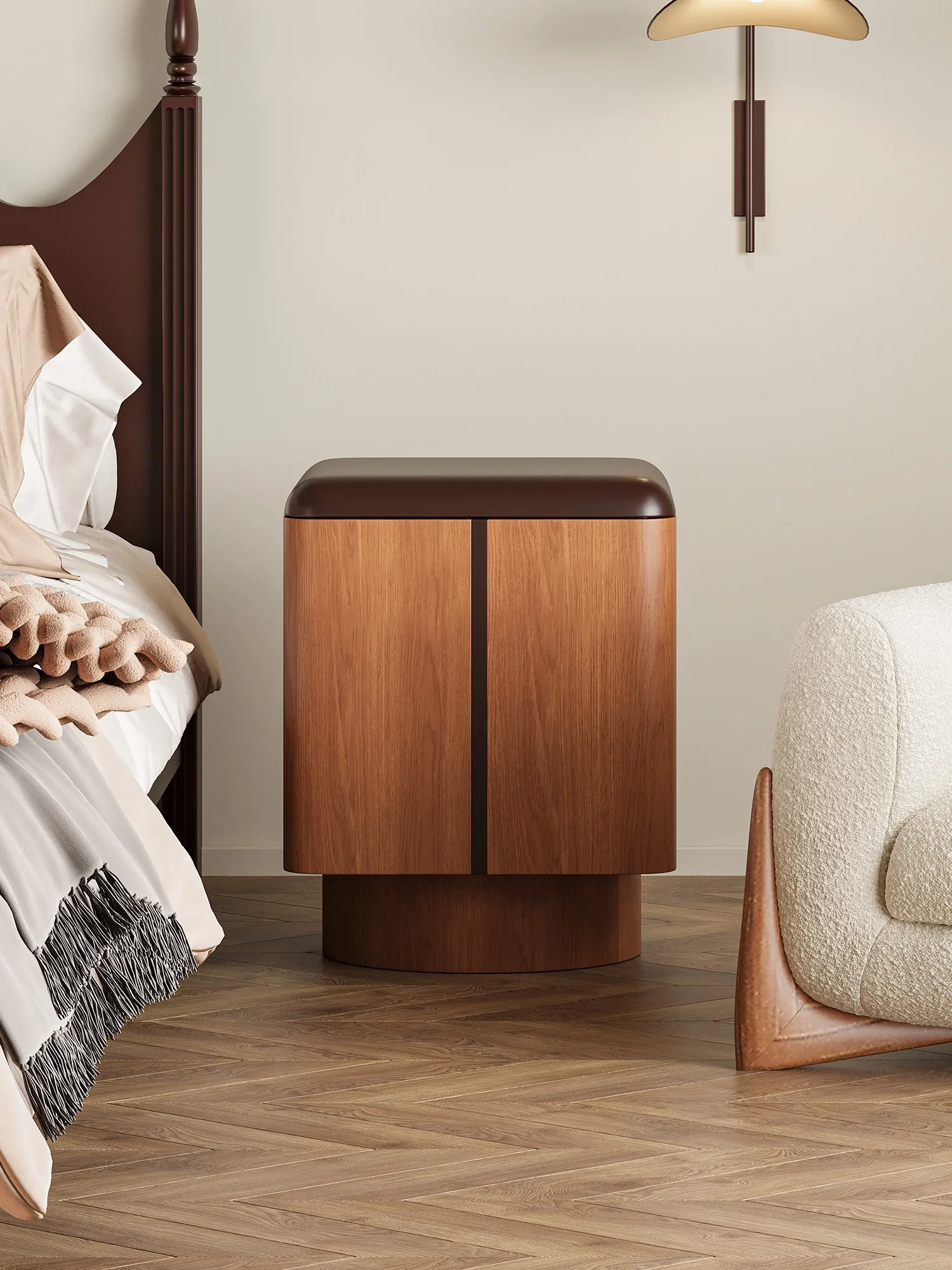 Armoire de Rangement Modulaire Rétro, Table en Frêne Chaud, Combinaison de Canapé, Armoire Latérale