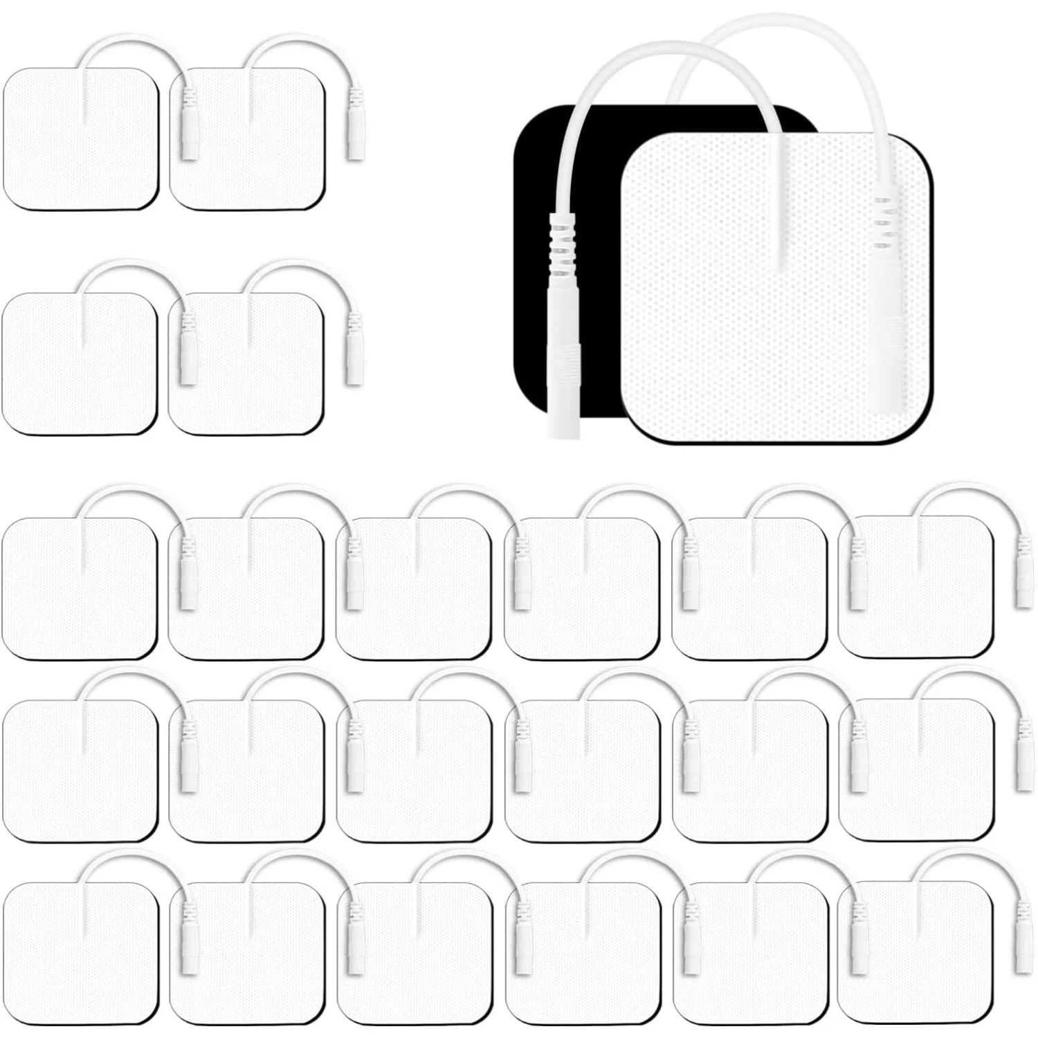 20 pièces de coussinets d'électrodes 4x4cm pour stimulateur musculaire Auvon Tens 7000, coussinets de remplacement pour appareil TENS avec autocollants