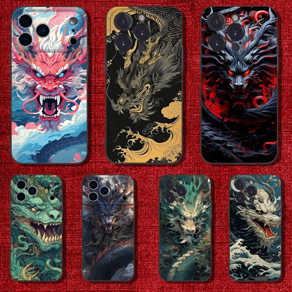 

Fashion Dragon Animal Phone Case For iPhone 6,17,16,15,14,13,12,11 Plus,Pro Max,XS,X,XR,SE,Mini,8,7,Soft Silicone Black Cover