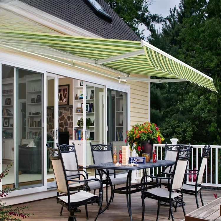 Manual Operation Retractable Garden Awning Aluminum Acrylic Fabric Foldable Arms Non-Cassette Design 3-5 Year Warranty PU Coated