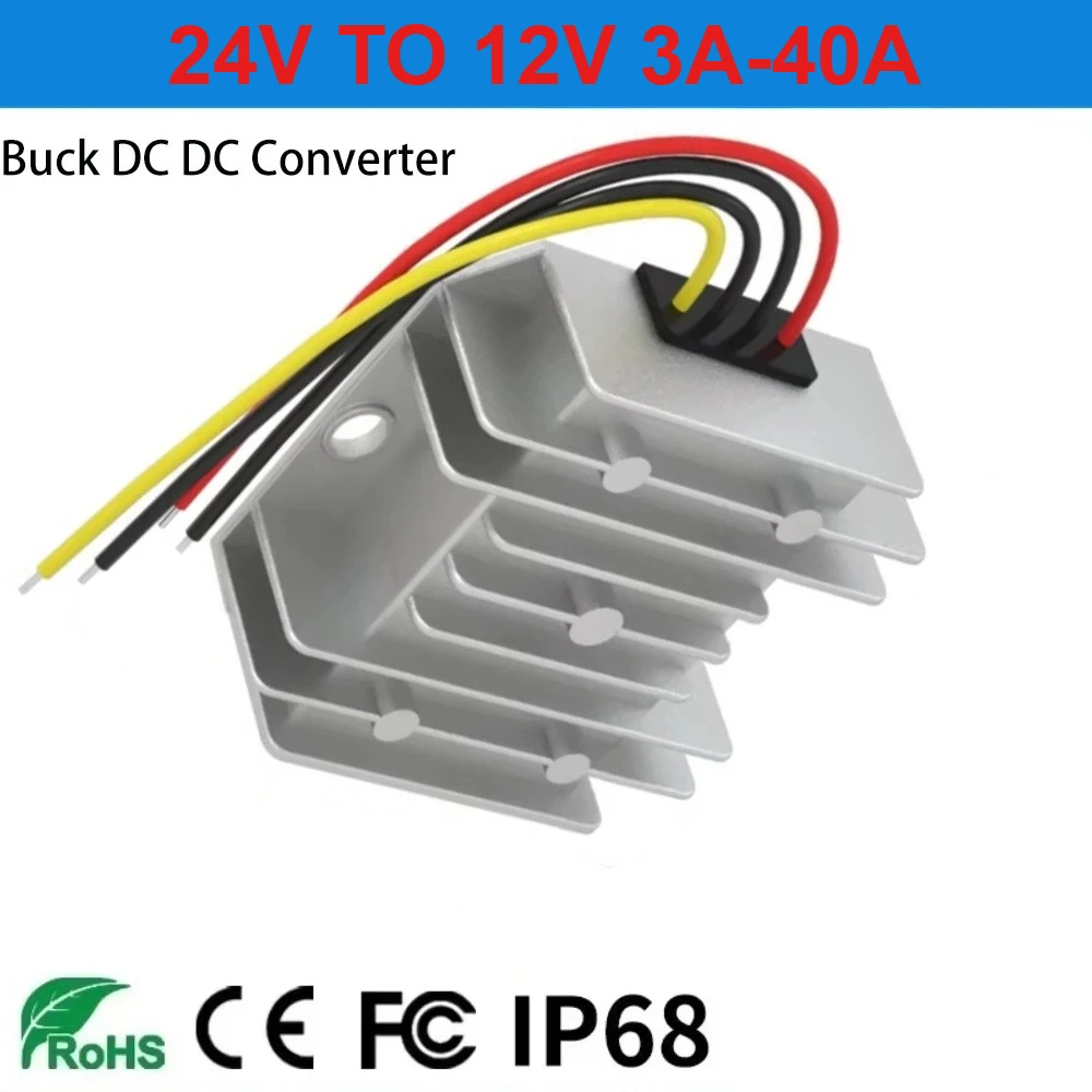 

24V to 12V 3A 5A 10A 20A 30A 40A Reliable DC DC Converter Step Down Voltage Regulator 24 volt to 12 volt Buck Module for Cars