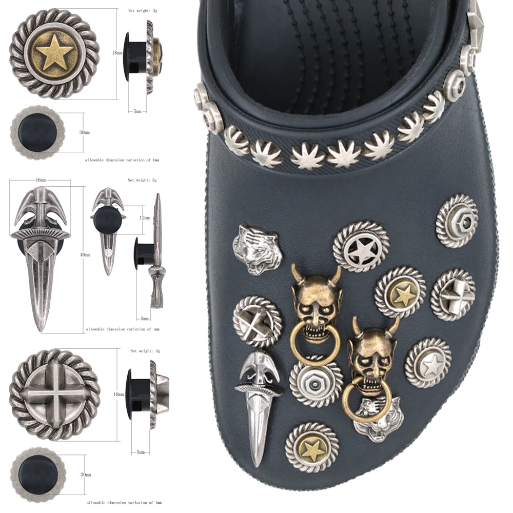 

Croc Charms Shoe Decorations Accessories 1pcs Sandalias De Metal Pines Croc Jitbitz