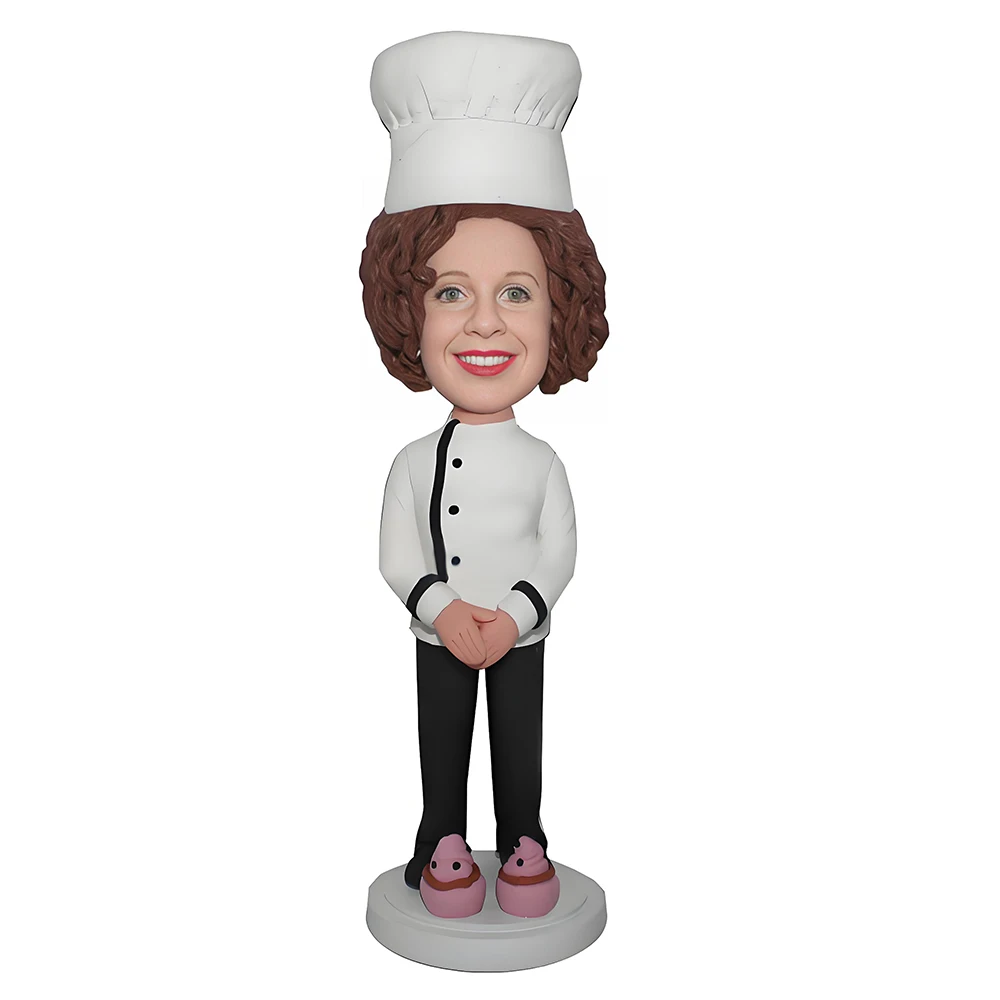 Female Chef Bobblehead Figurine,Personalized Bobble Head of Woman in Chef Coat,Culinary Professionals Gifts for Mothers Day