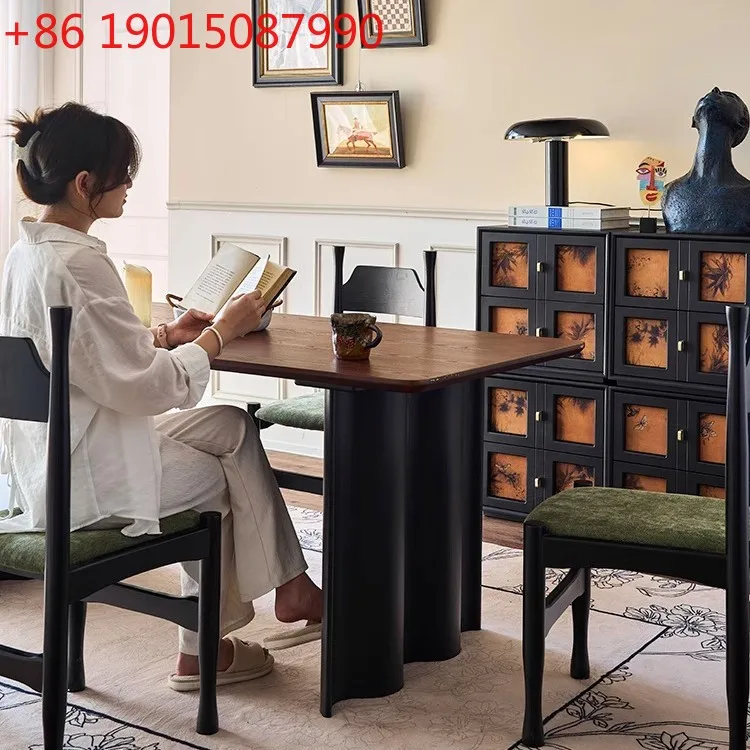 French retro solid wood  long table conference table small apartment home dining table designer rectangular