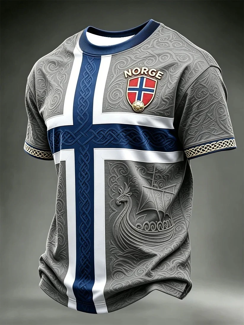 2026 Summer Men's Norwegian Football Training Shirt - 3D Printed Breathable Quick-Drying Family Couple Style T-shirt Kids