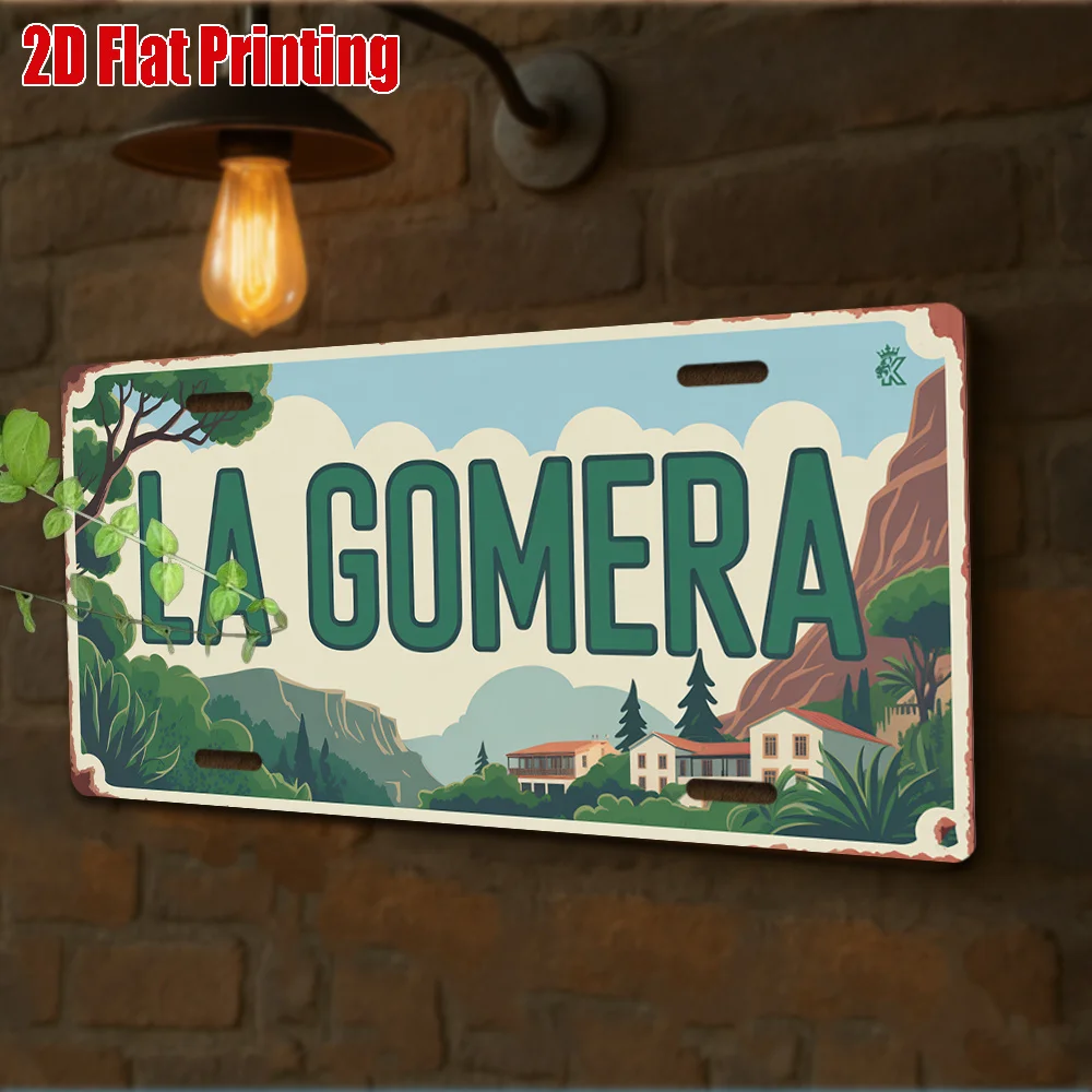 

2D Flat - [2D Flat] 1pc LA GOMERA Vintage Aluminum Sign | 2D Flat Printing, For Decoration Only, Outdoor Wall Art (29.97cm * 14.