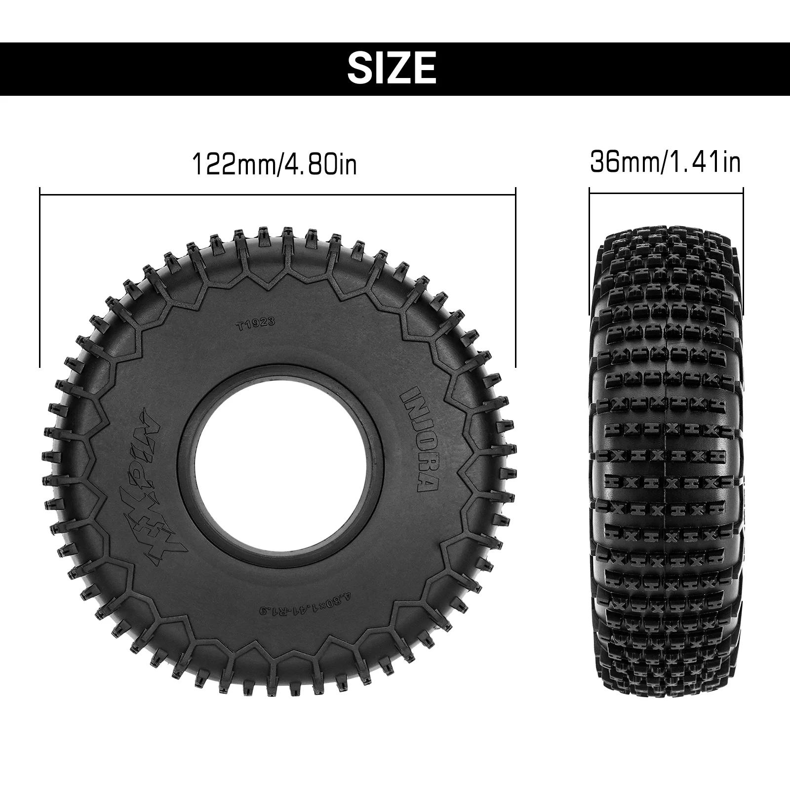 INJORA S5 122*36mm 1.9 "XHX Pin Wielbanden voor 1/10 RC Crawler Auto (T1923)