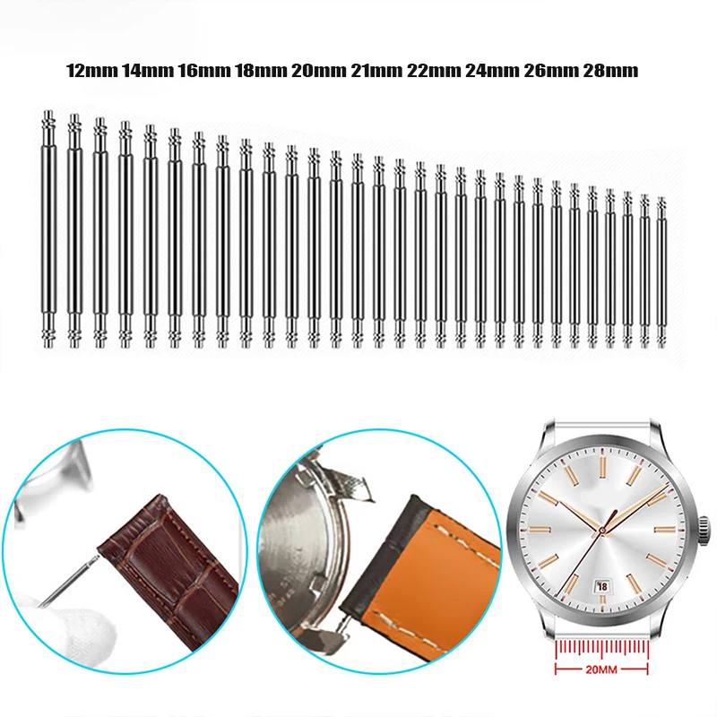 10PCS Spring Bar Dia 1.5mm 1.8mm Watch Band Link Pins fits Width 12mm-28mm Watch Strap Bracelet 316L Stainless Steel Links Pins