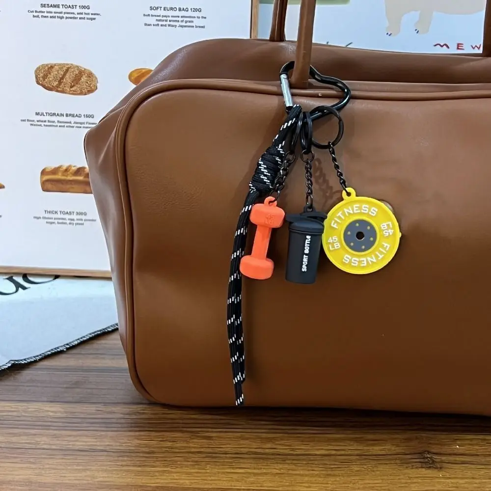 

Heart Buckle Fitness Series Pendant Kettlebells Mini Barbell Plates Bag Hanging Bag Charm Creative Simulation Dumbbells Keyring