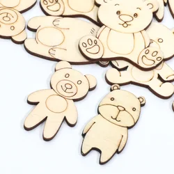 20 pezzi di fette di legno a forma di orso carino abbellimenti ornamento di orso in legno non finito artigianato fatto a mano decorazione di nozze fai da te