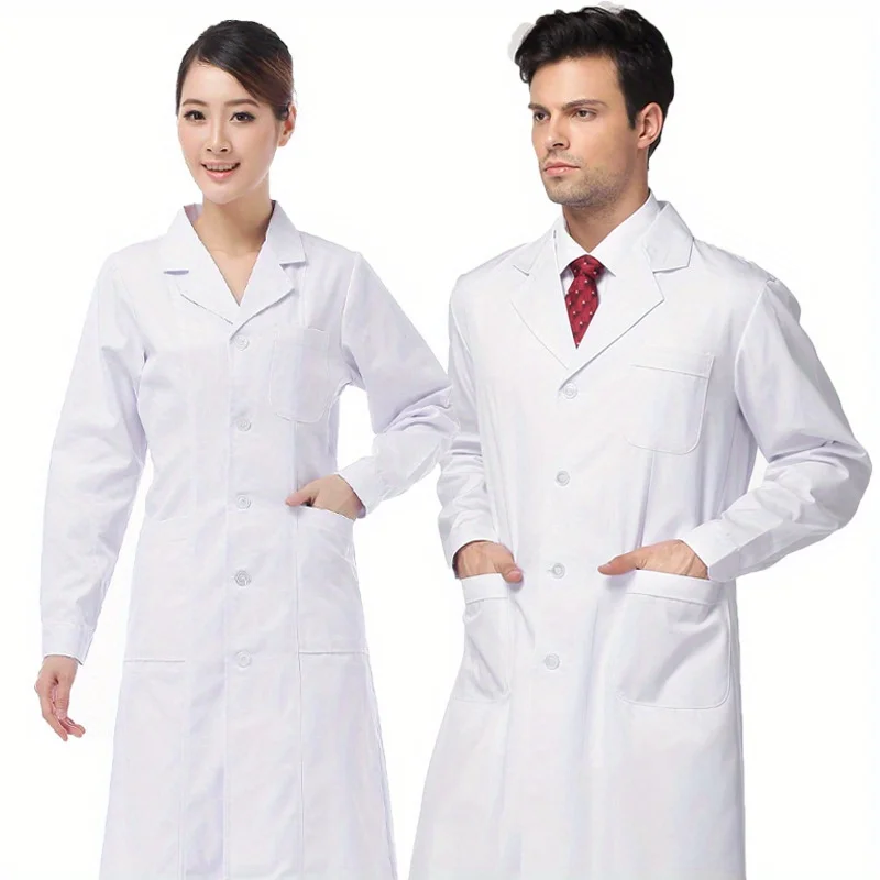 Unisex Thick White Lab Coats Long Sleeve Warm Versatile for Doctors Chemistry Labs