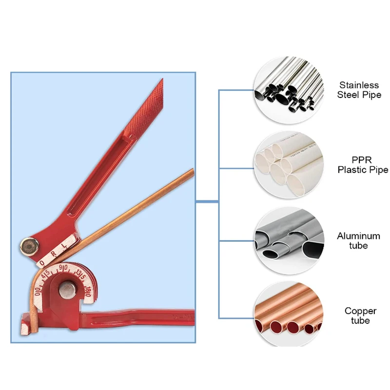 3 In 1 180 gradi 6mm / 8mm / 10mm tubo piegatubi tubo di rame tubo aria condizionata strumento manuale gomito strumento di piegatura