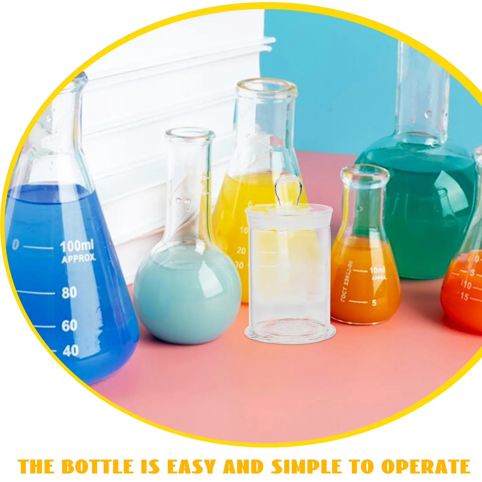 Transparent Glass Specimen Bottle Frosted Mouth Stopper Fixed Seal Clear Round Laboratory Sample Bottle Reagent Storage Vial