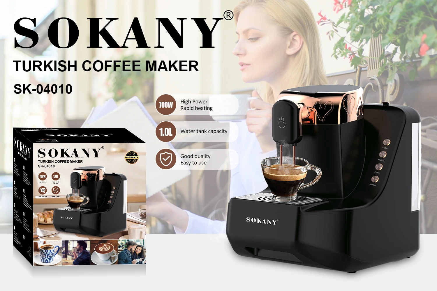 Custom Sokany Hot Sellingturkse Koffiemachine Infuus Koffiemachine Commerciële Automatische Espresso Koffiemachine Voor Het Bedrijfsleven