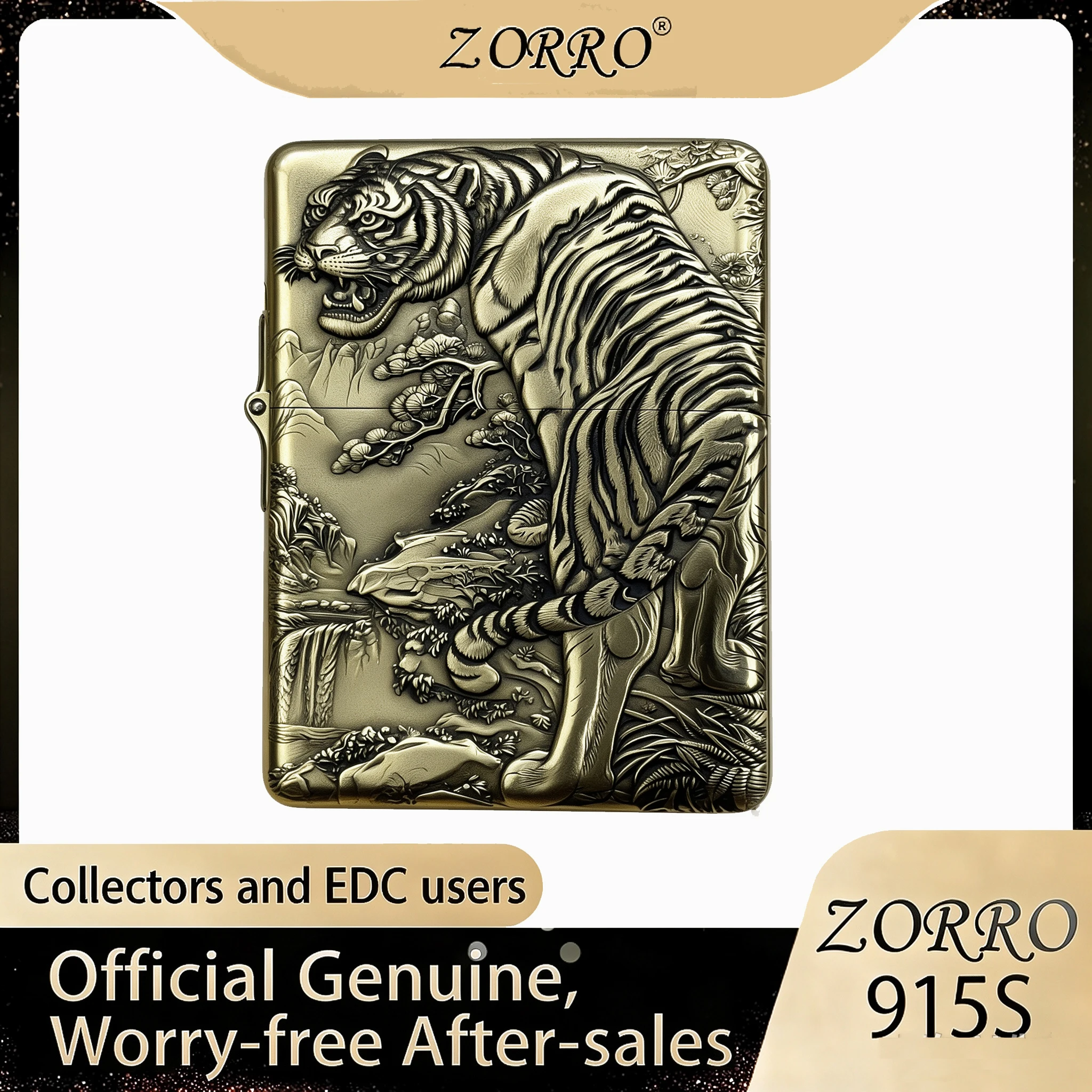 ZORRO 915S Lion Horse Tiger Oil Lighter Heavy Armor 3D Relief Brass Windproof Flint Wheel Refillable Gift For Men EDC Collection