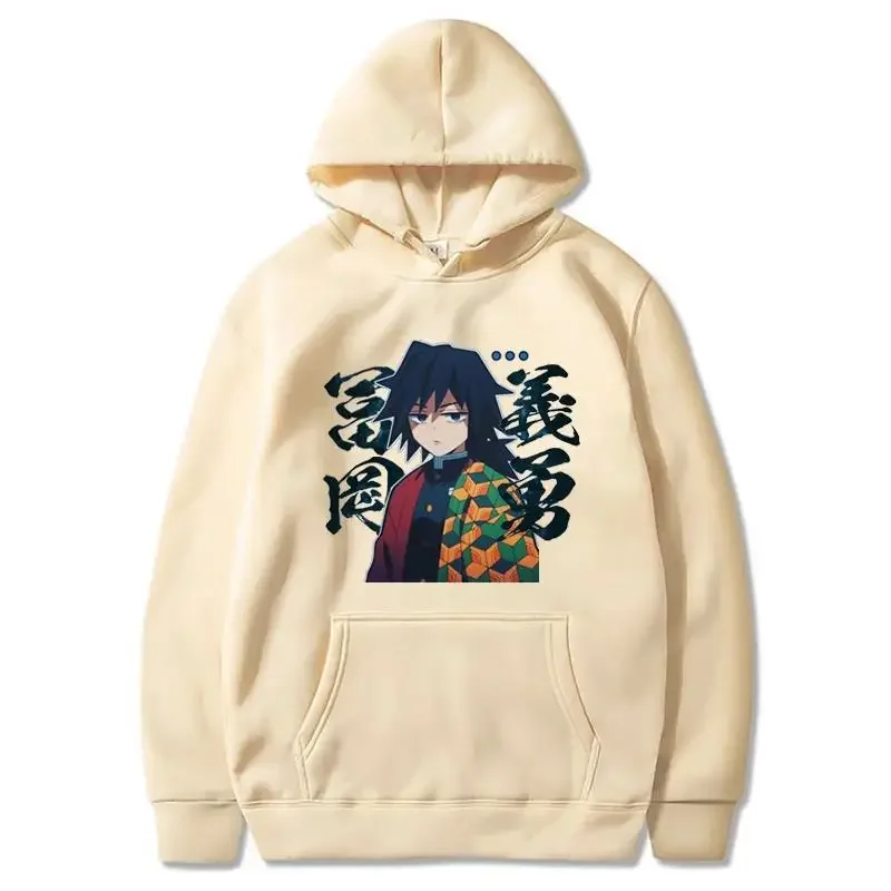 Japanischer Anime Demon Slayer Tomioka Giyuu Muster bedruckter Herren-Hoodie mit langen Ärmeln, Streetwear, Unisex