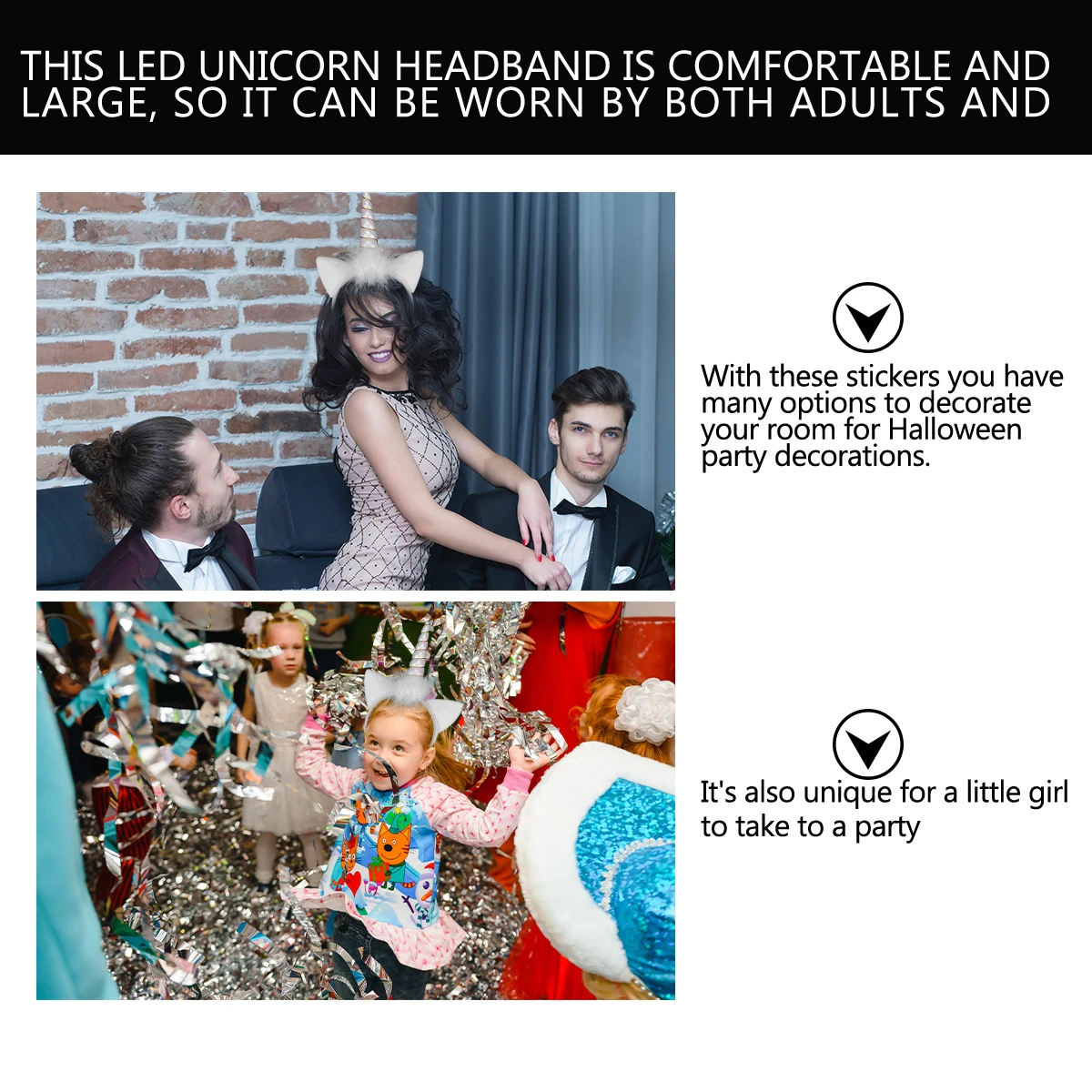 

1pc Cartoon Unicorn Headband For Glowing Hair Band Cat Ears Party Supplies Led Light Horn Hat Durable 20 Hours Safe