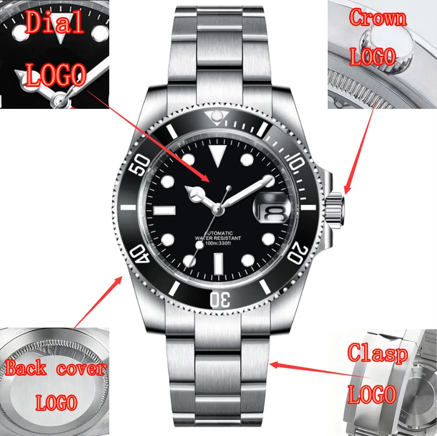 40 مللي متر Corgeut رجل ساعة شعار مخصص فاخر الياقوت NH35 ساعات آلية أوتوماتيكية السيراميك الحافة 120 انقر مضيئة