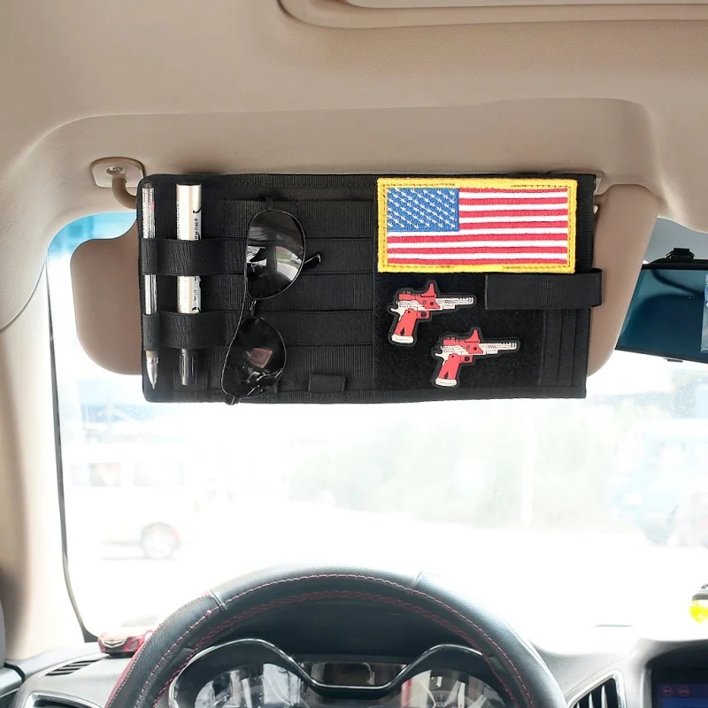 MOLLE Vehicle Sun Visor Panel EDC Tool Pouch CD Storage Bag Truck Car Sun Visor Organizer Auto Gear Accessories Holder