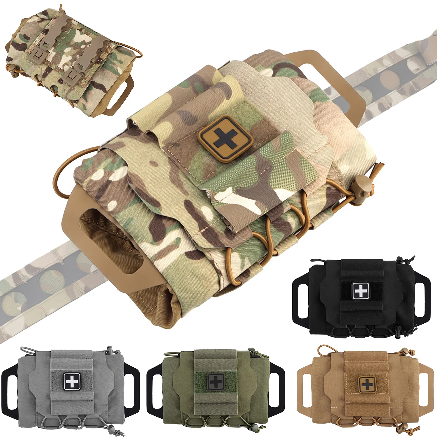 IFAK medical supplies Bag Molle Two-pieces system Med Roll Carrier attached to belt Vest panels