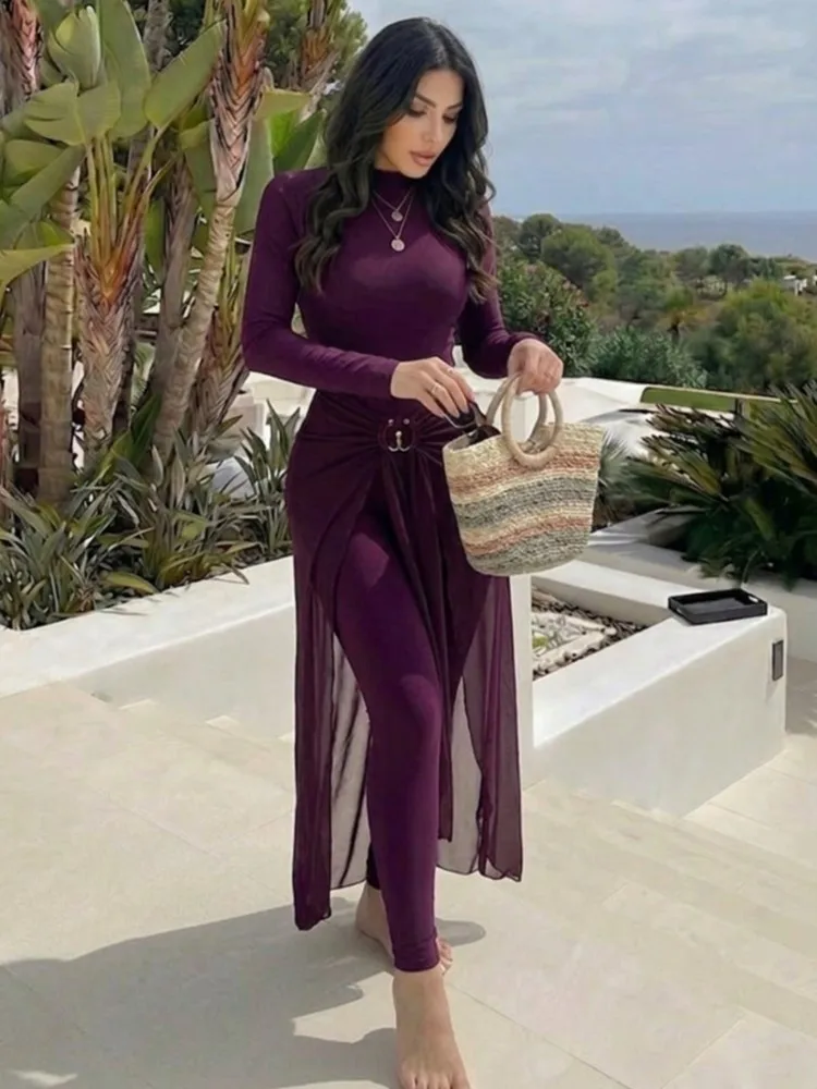 Retro Bikini Printed Fashion 3 Piece Swimsuit And Cover Up Pants With Skirt Tight Women's Bandage Summer Beach Luxury Elegant