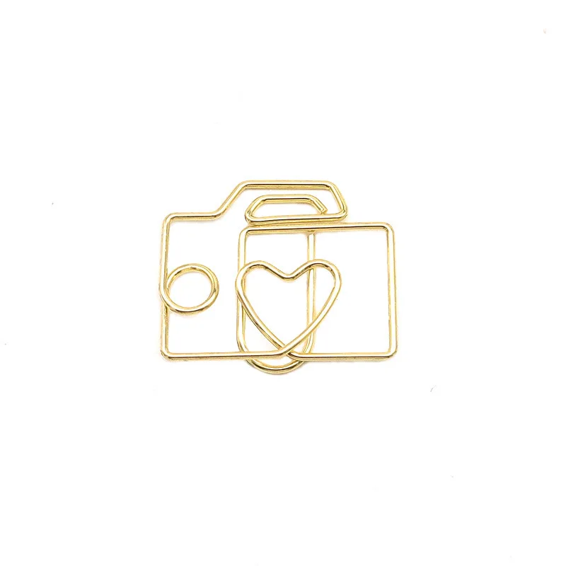 New Design Camera Shape Creative Paper Clip Metal Paper Clips Decorative Shaped Golden Paperclip Rose Gold Paperpins For Planner
