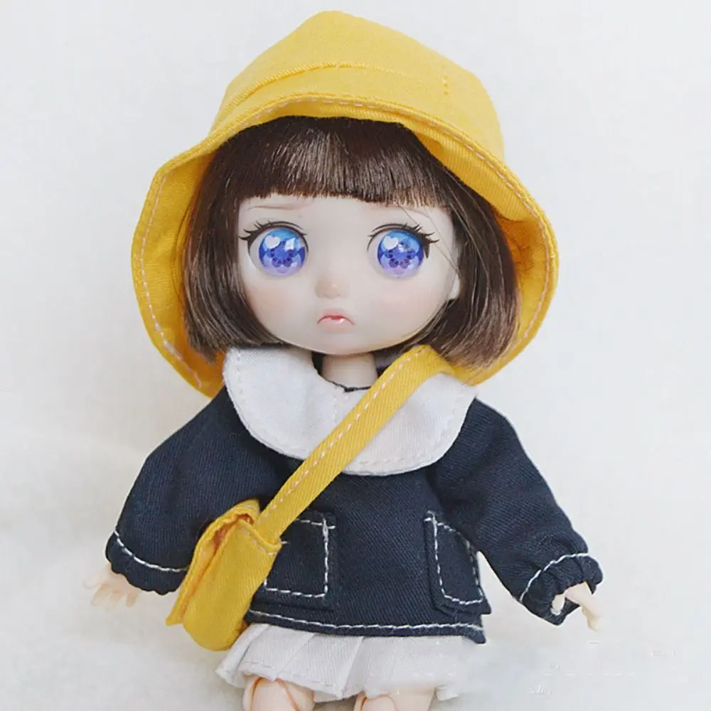 New Lovely Cotton Clothes Replaceable Cute Shirt Pants Hats Kindergarten Set For 1/11 OB11 Dolls