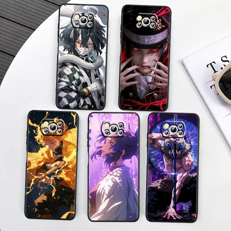 

D-Demon Slayer Cool Cute For Xiaomi Mi Poco F5 F4 F3 X6 X5 X4 X3 M6 M5 M5S M4 M3 C65 Pro GT NFC 5G Black Funda Phone Case