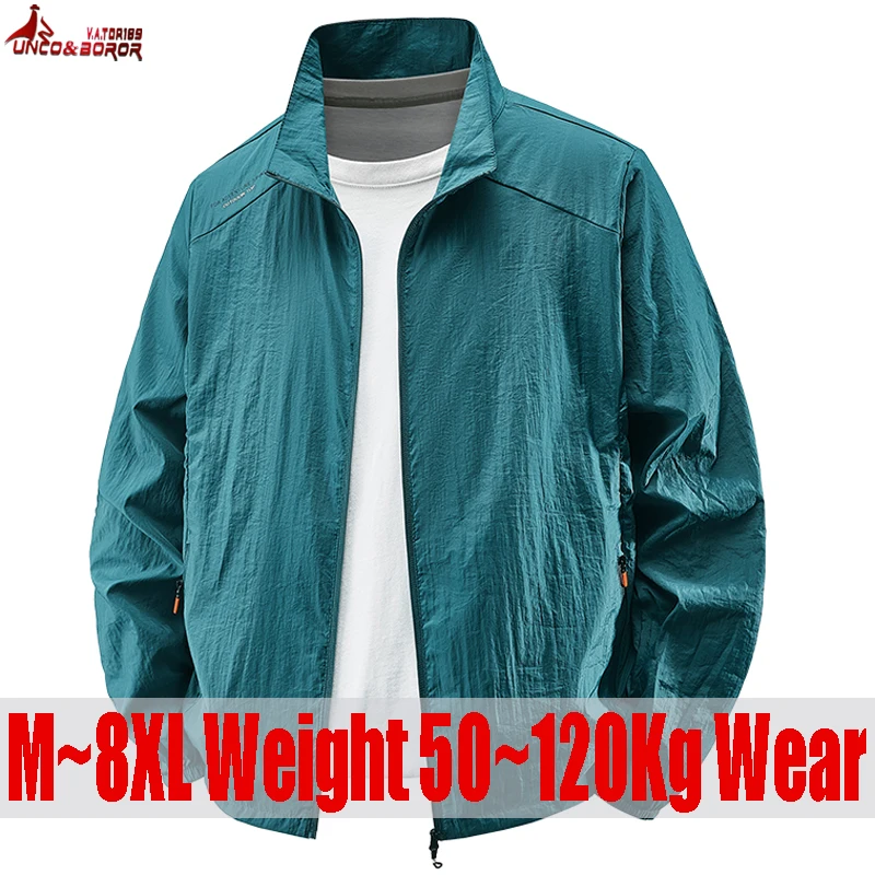 Plus Size 7XL 8XL Summer Quick Dry Sun-Protective Jacket Men Hiking Fishing Cycling Jackets Gym Sport Running Ultra Light Coats