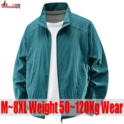 Plus Size 7XL 8XL Summer Quick Dry Sun-Protective Jacket Men Hiking Fishing Cycling Jackets Gym Sport Running Ultra Light Coats