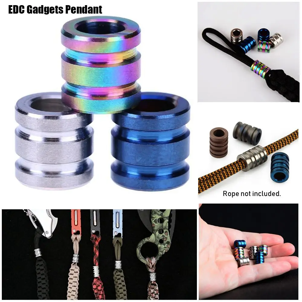 Cylindrical Multi Tools Titanium Alloy/Stainless Steel TC4 Knife Beads Camping EDC Gadgets Paracord Rope Pendant Ropes Lanyard