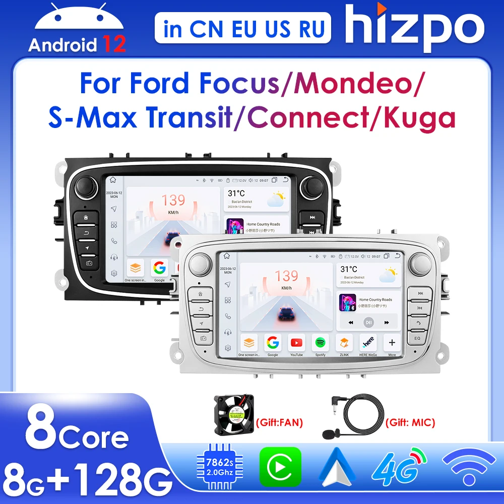 

Choice S8 for Ford Mondeo Focus C-MAX Galaxy Transit Connect Kuga 2din Car Radio Multimedia Player Android Carplay GPS Navi RDS