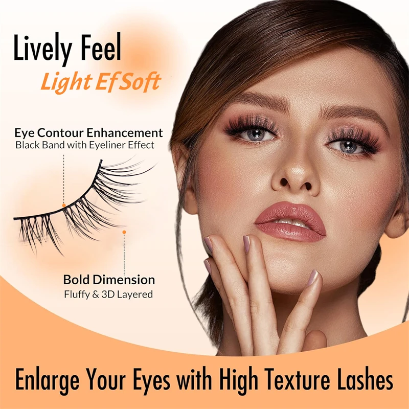 初心者向けの温度に敏感な自己粘着性の軽量で柔らかい接着剤不要で簡単に取り外せるつけまつげ