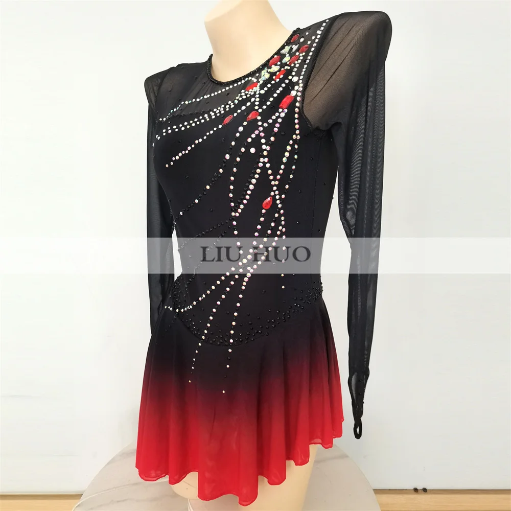 LIUHUO Frauen Mädchen Kostüm Leistung Rhythmische Gymnastik Ballett Wettbewerb Trikot Eis Eiskunstlauf Kleid Tanz Teen Roller